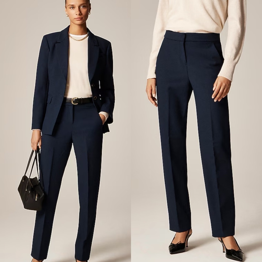 JCREW 8P Tollegno Italian Wool Kate straight-leg in four-season stretch Navy